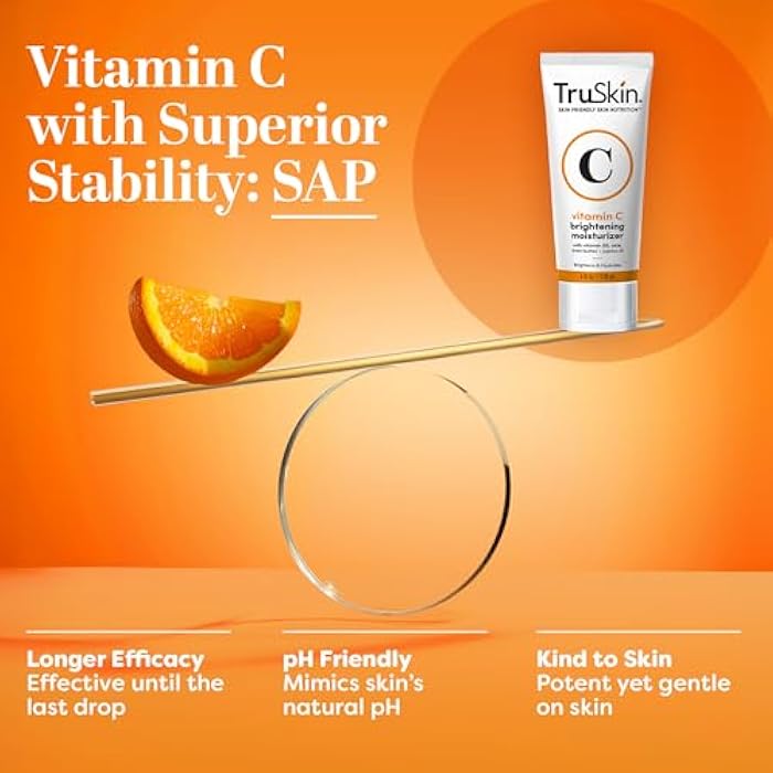 TruSkin Vitamin C Cream for Face – Brightening Moisturizer, Anti Aging, Hydrating, Skin Wrinkle Cream – Vitamin B5, Vitamin E, Jojoba Oil, Aloe Vera & Green Tea, 2 Fl Oz - Image 4