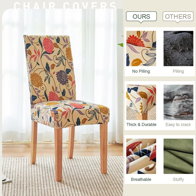 Secgo Chair Covers for Dining Room 4 Pack, Stretch Dining Chair Cover, Washable Spandex Kitchen Parsons Chair Slipcovers, Blue Chair Covers for Home or Party - Image 4