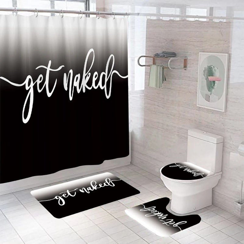 Bluejw High Quality 3D Printed Bathroom Rug Set Waterproof Bright 4 Pcs Including Cute Luxury Shower Curtain Made of Durable Polyester - Image 1