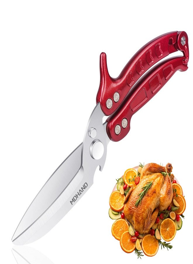 MDHAND Kitchen Shears - Heavy Duty Poultry Shears for Chicken Turkey Fish Fruit Vegetables and Meat Cutting - Stainless Steel Dishwasher Safe Food Kitchen Scissors with Anti-Slip Handle & Safety Lock - Image 1