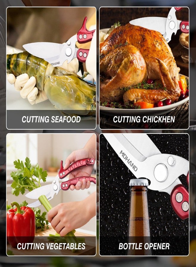MDHAND Kitchen Shears - Heavy Duty Poultry Shears for Chicken Turkey Fish Fruit Vegetables and Meat Cutting - Stainless Steel Dishwasher Safe Food Kitchen Scissors with Anti-Slip Handle & Safety Lock - Image 5