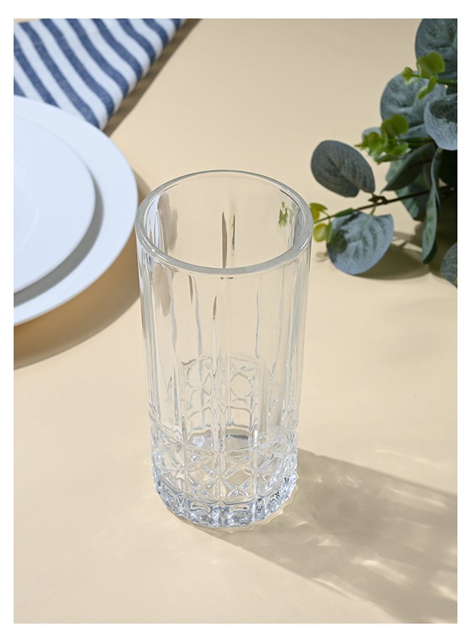 Ollieroo كؤوس عالية بنقش بارز، مجموعة من 6 كؤوس شرب، 360 مل كؤوس شرب متينة للمشروبات، الماء، العصير، البيرة، النبيذ - مجموعة زجاجيات خاصة، آمنة للغسل في غسالة الصحون - Image 3