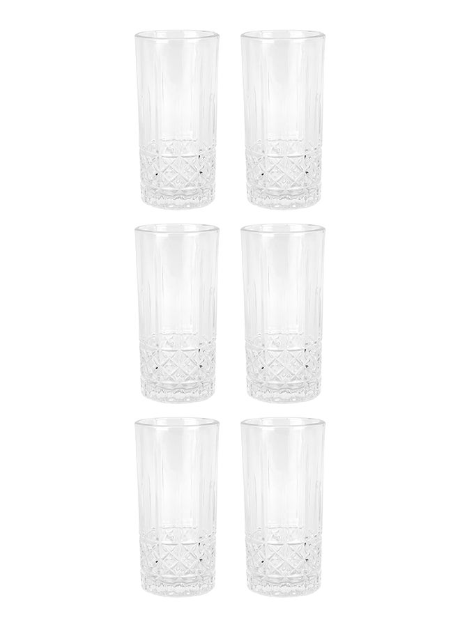 Ollieroo كؤوس عالية بنقش بارز، مجموعة من 6 كؤوس شرب، 360 مل كؤوس شرب متينة للمشروبات، الماء، العصير، البيرة، النبيذ - مجموعة زجاجيات خاصة، آمنة للغسل في غسالة الصحون - Image 2
