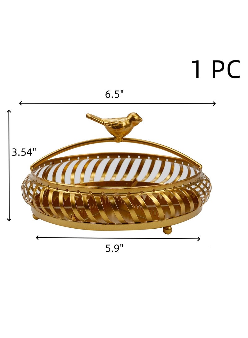 Excefore حامل لفائف البعوض، حامل لفائف بعوض محمول، حامل لفائف بخور مع مقبض دائري مقاوم للحريق و مقاوم للسخونة لحرق البخور في المنزل، في الهواء الطلق (قفص طيور ذهبي) - Image 5