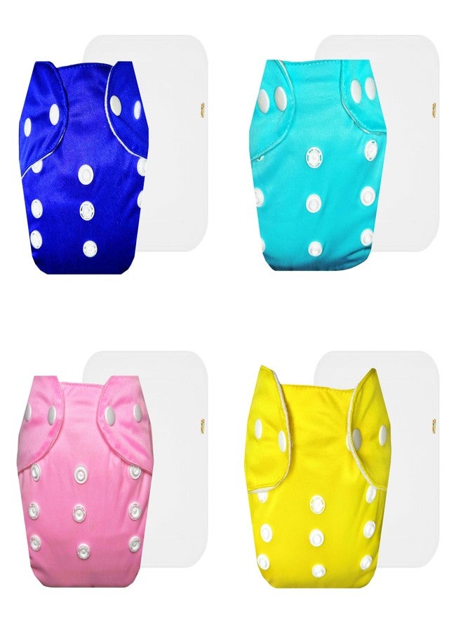 Dumbledo Lite Cloth Diaper with Cotton Insert (Pack of 4) | Dry Feel and Comfortable | 6-Layer Absorbent Pad | Adjustable Snaps | All-Day Wear | 3 Months - 2 Years | Unisex Baby - Image 1