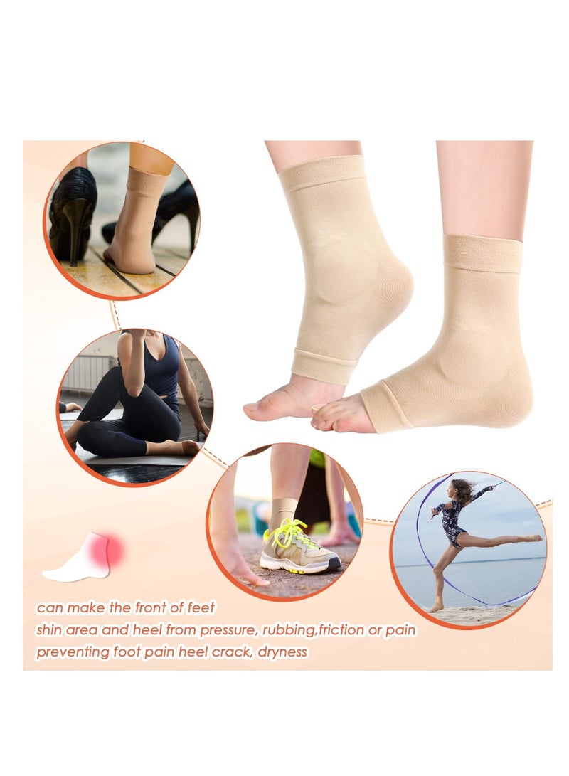 XiuWoo Heel Gel Socks, 2 Pairs Ankle Protector Socks for Lace Bite Protection Front of Foot Shin Achilles Tendon Protector, Compression Padded Sleeve - Image 4