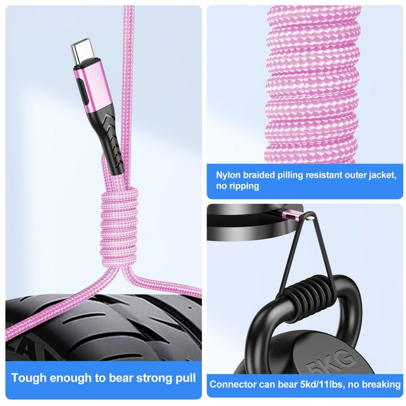 Durcord 2Pack 3ft USB A to USB C Cable, USB Type C Cord Cable for Android Phone Pad Laptop, Type C Charger Braided Compatible with iPhone 15 Pro/Plus/Max/Android/Phone/Pad-Rose Gold - Image 4