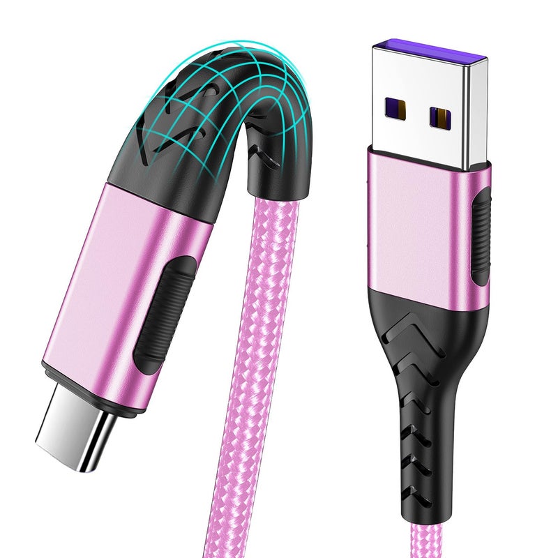 Durcord 2Pack 3ft USB A to USB C Cable, USB Type C Cord Cable for Android Phone Pad Laptop, Type C Charger Braided Compatible with iPhone 15 Pro/Plus/Max/Android/Phone/Pad-Rose Gold - Image 1