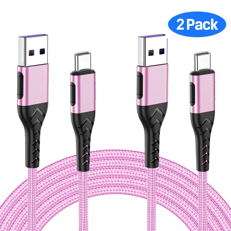 Durcord 2Pack 3ft USB A to USB C Cable, USB Type C Cord Cable for Android Phone Pad Laptop, Type C Charger Braided Compatible with iPhone 15 Pro/Plus/Max/Android/Phone/Pad-Rose Gold - Image 2