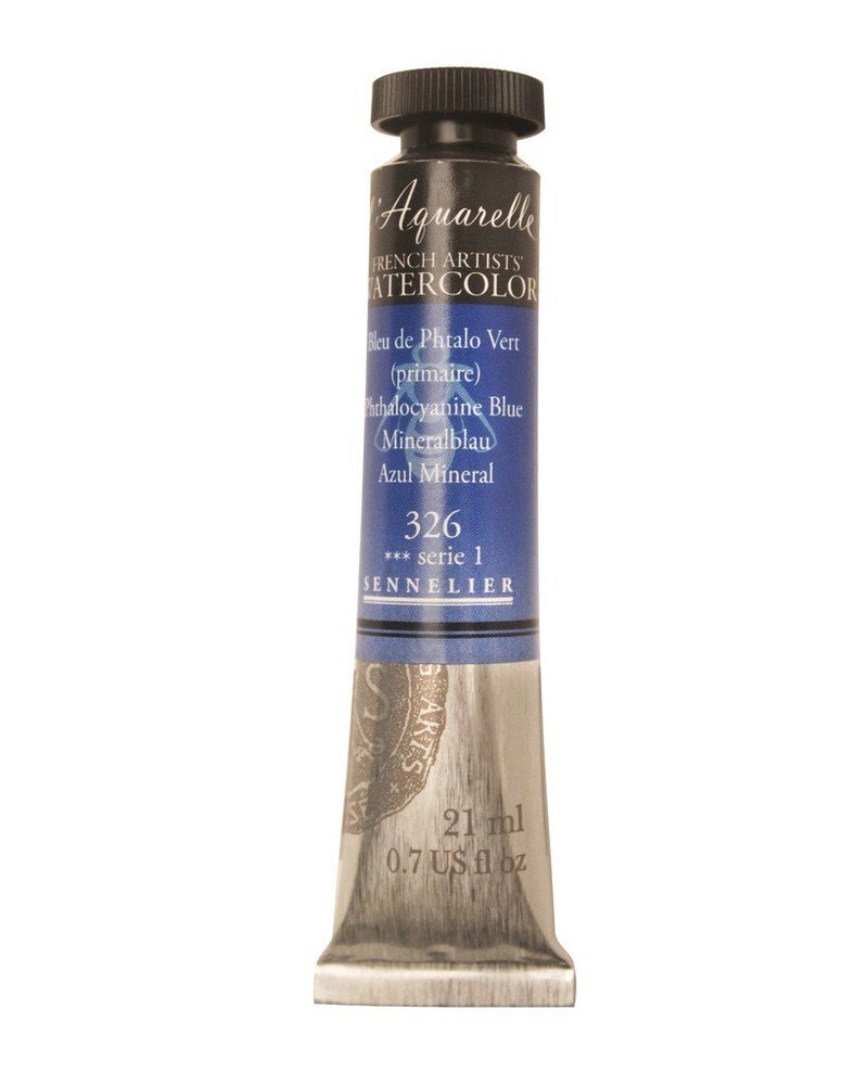 Sennelier lAquarelle French Artists Watercolour 21 ML Blues (Phthalo Blue) - Image 3