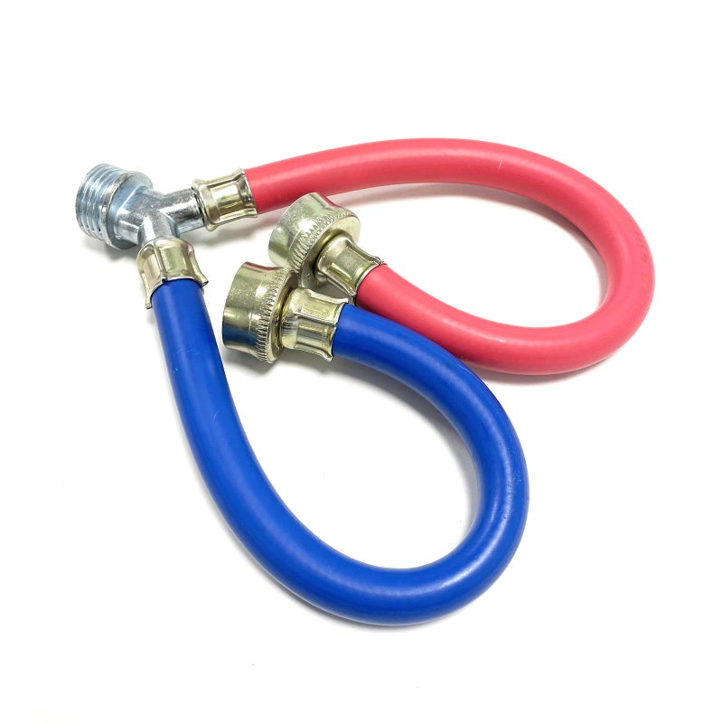 PEVEPEXE Hot Cold Washer Hose Rubber Y Mixer Plumbing Connector Burst Proof Water Line Hoses For All Washing Machine and Dryer, 3/4" Fittings, 1 FT Length - Image 1