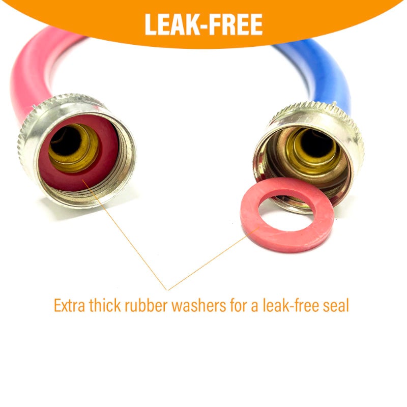 PEVEPEXE Hot Cold Washer Hose Rubber Y Mixer Plumbing Connector Burst Proof Water Line Hoses For All Washing Machine and Dryer, 3/4" Fittings, 1 FT Length - Image 4