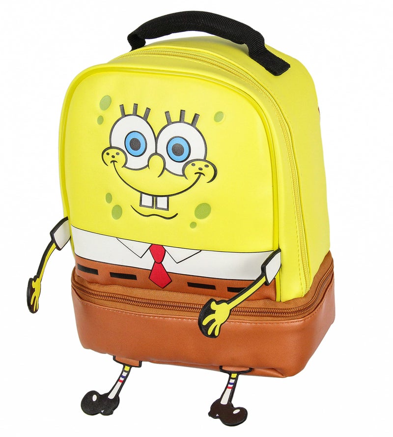 INTIMO Nickelodeon SpongeBob SquarePants Character Face Dual Compartment Lunch Box Bag
