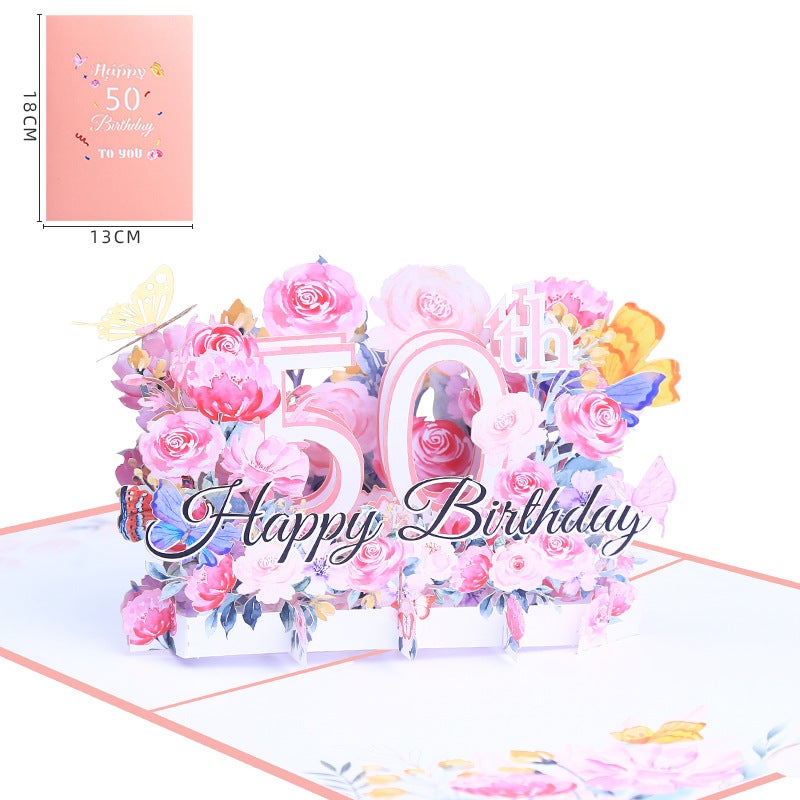 Creative Ins Flower Three-Dimensional Birthday Greeting Card Laser Hollow Writing Gift Small Fresh Handmade Blessing Special Paper - Image 1