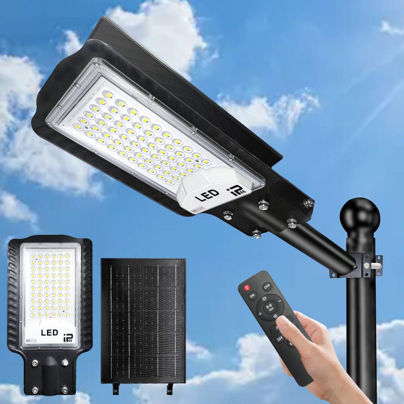 Indmird Solar Street Lights Outdoor 10000LM Solar Lights Outdoor IP66 Waterproof Dusk to Dawn Outdoor Lighting Commercial Parking Lot Light Motion Sensor with Remote Control for Parking Lot Yard Street - Image 2