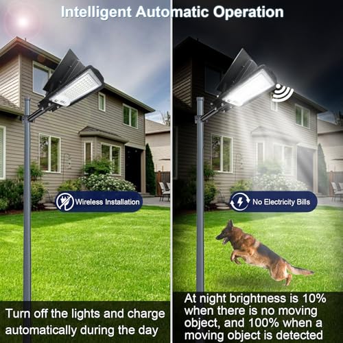 Indmird Solar Street Lights Outdoor 10000LM Solar Lights Outdoor IP66 Waterproof Dusk to Dawn Outdoor Lighting Commercial Parking Lot Light Motion Sensor with Remote Control for Parking Lot Yard Street - Image 3