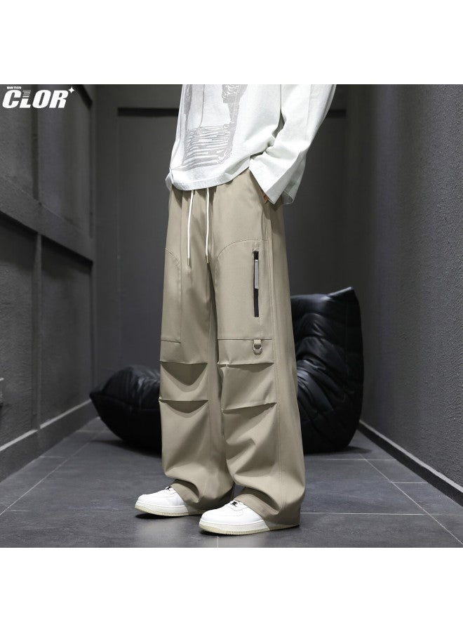 Clor Men's American Style Tactical Pants Spring Autumn Hiking Loose Straight-leg Sports Workwear Casual Pants Cl99 Light Green M - Image 1