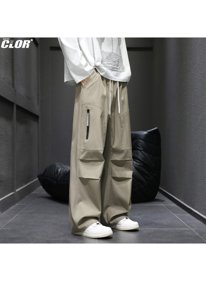 Clor Men's American Style Tactical Pants Spring Autumn Hiking Loose Straight-leg Sports Workwear Casual Pants Cl99 Light Green M - Image 5