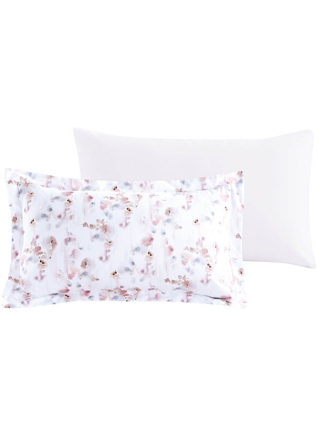 In-House Royce | Microfiber Comforter Set 4 Pieces - Queen - 240x190 cm - White & Pink  - Image 4