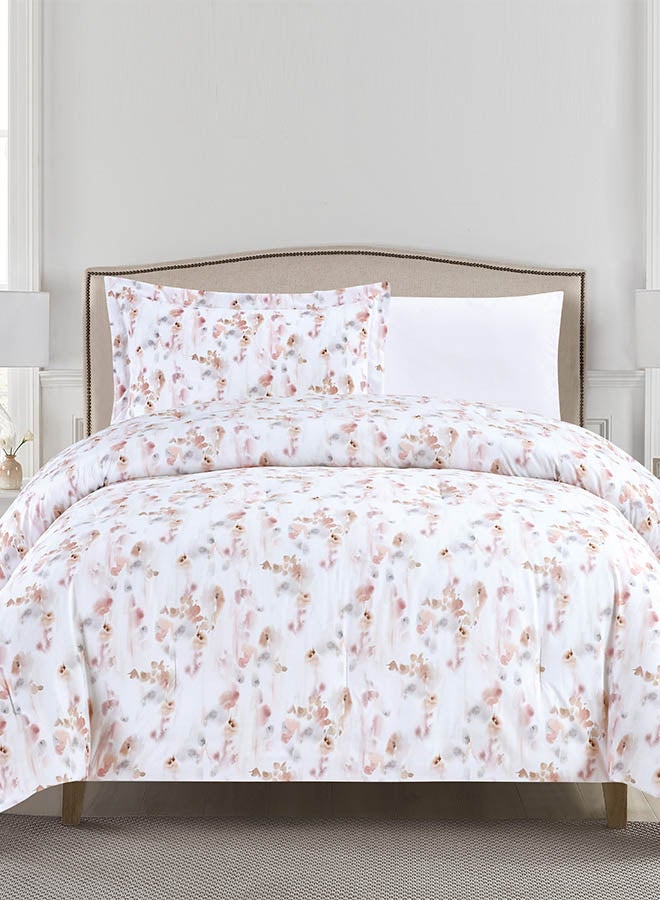 In-House Royce | Microfiber Comforter Set 4 Pieces - Queen - 240x190 cm - White & Pink  - Image 5