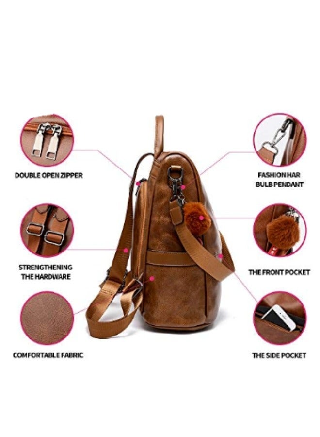 عام حقيبة ظهر نسائية محفظة من الجلد الصناعي مضادة للسرقة وحقيبة كتف كاجوال وحقائب يد نسائية عصرية - Image 4