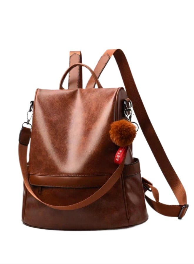 عام حقيبة ظهر نسائية محفظة من الجلد الصناعي مضادة للسرقة وحقيبة كتف كاجوال وحقائب يد نسائية عصرية - Image 1