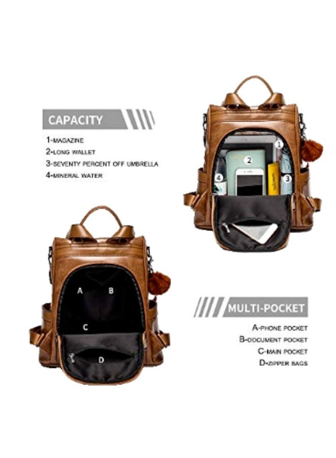 عام حقيبة ظهر نسائية محفظة من الجلد الصناعي مضادة للسرقة وحقيبة كتف كاجوال وحقائب يد نسائية عصرية - Image 3