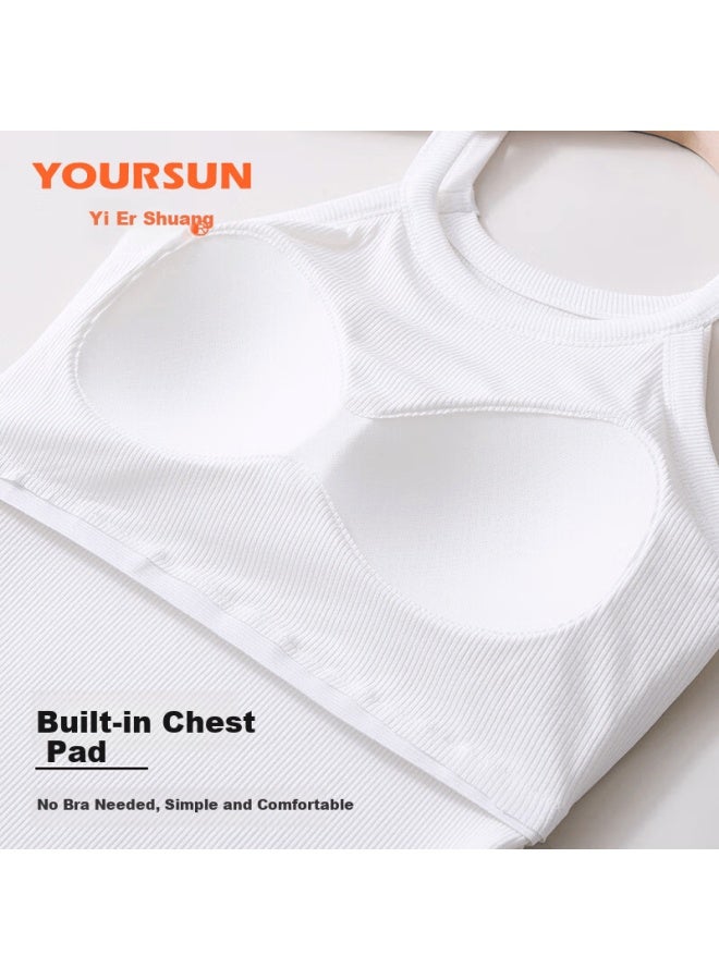 Your Sun Yiershuang Women's Sleeveless Halter Tank Top With Built-in Bra Pad, Breathable Back Support Vest For Spring And Summer, No Bra Needed - Image 1