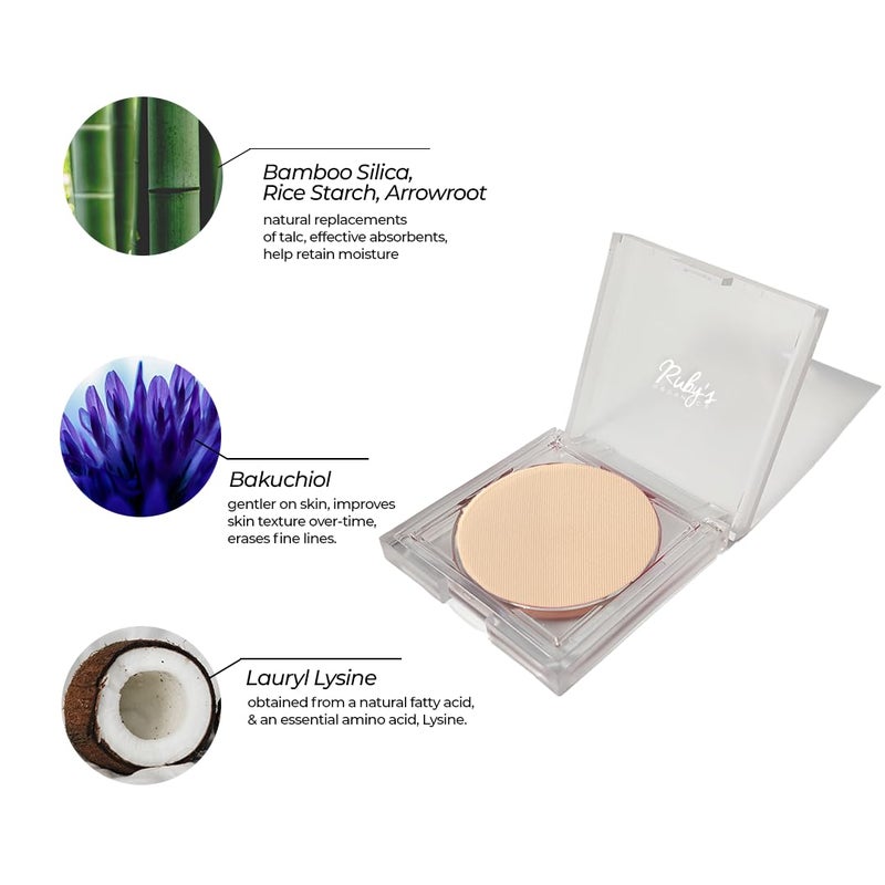 Ruby's Organics بودرة روبية العضوية المضغوطة لتثبيت المكياج بلمسة نهائية غير لامعة خالية من المسام مع SPF للنساء لجميع أنواع البشرة مكياج الوجه يتحكم في الزيت ويخفي البشرة المتألقة طبيعية خالية من القسوة نباتية خالية من البارابين ظل SP2 9g - Image 5