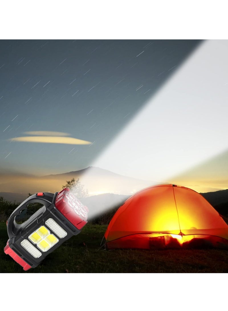 Rechargeable Flashlight Camping Lantern with Solar Charger, Multi-Light Handheld Flashlight for Outdoor Hiking or Indoor Power Outage (S-Red) - Image 5