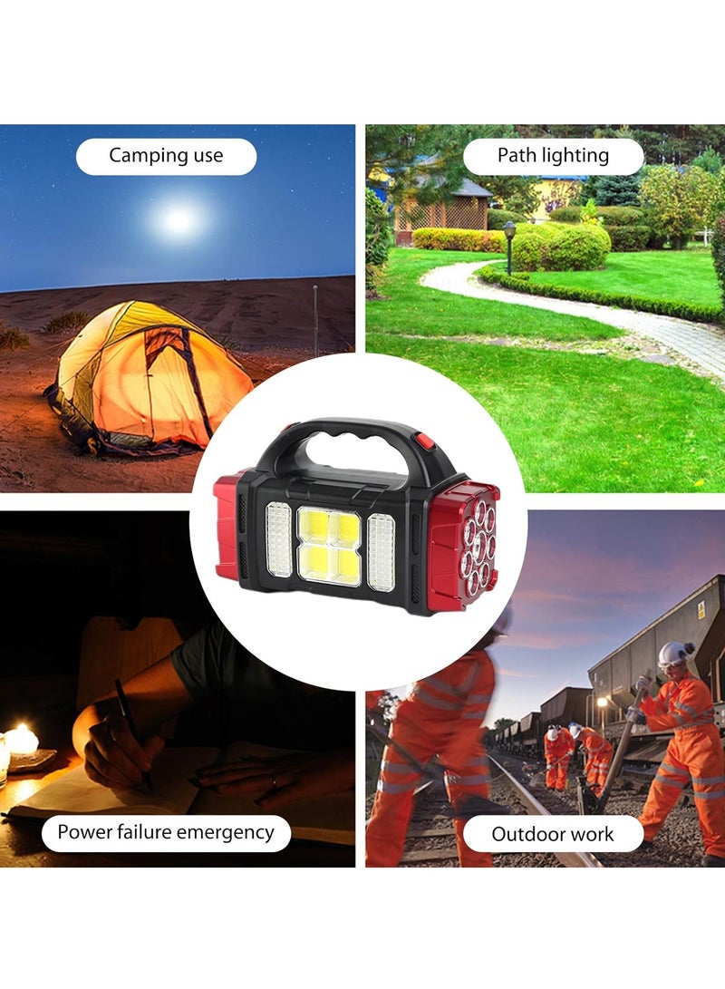 Rechargeable Flashlight Camping Lantern with Solar Charger, Multi-Light Handheld Flashlight for Outdoor Hiking or Indoor Power Outage (S-Red) - Image 3