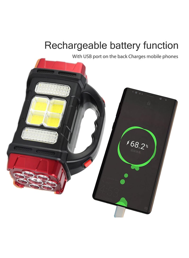 Rechargeable Flashlight Camping Lantern with Solar Charger, Multi-Light Handheld Flashlight for Outdoor Hiking or Indoor Power Outage (S-Red) - Image 2