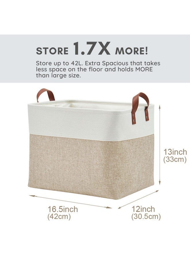 DECOMOMO Fabric Storage Basket Large Closet Storage Bins for Toys Nursery & Laundry Storage (Beige & White, XXL - 3 Pack) - Image 4
