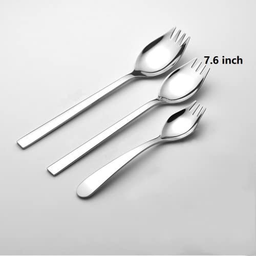 Wektunaa 6-Pack Stainless Steel Sporks For Everyday Use  Back To School Lunch Supplies Camping Hiking Heavy Duty Flatware Set 7.6-Inch (M) - Image 5