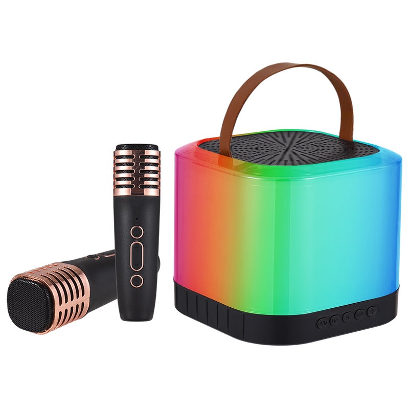 Mini Karaoke Machine Wireless Microphone and Speaker Set with 2 Microphone Rechargeable LED Color Light Handheld Mic Karaoke Speaker Gifts for Birthday Party Desktop Fitness Outdoor Home KTV Set - Image 1