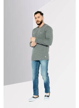POLO RALPH LAUREN Men Crew Neck Long Sleeve Textured Sweatshirt, Grey  - Image 3