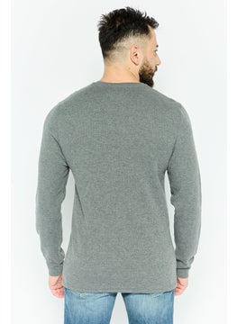 POLO RALPH LAUREN Men Crew Neck Long Sleeve Textured Sweatshirt, Grey  - Image 4