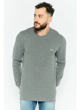 POLO RALPH LAUREN Men Crew Neck Long Sleeve Textured Sweatshirt, Grey  - Image 1