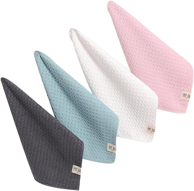 DOITOOL Superfine Quick-Drying Washcloths 4pcs Square Absorbent Towels Multipurpose Saliva Towels for Portable Face Cloths Household Bath Use Random Style - Image 1