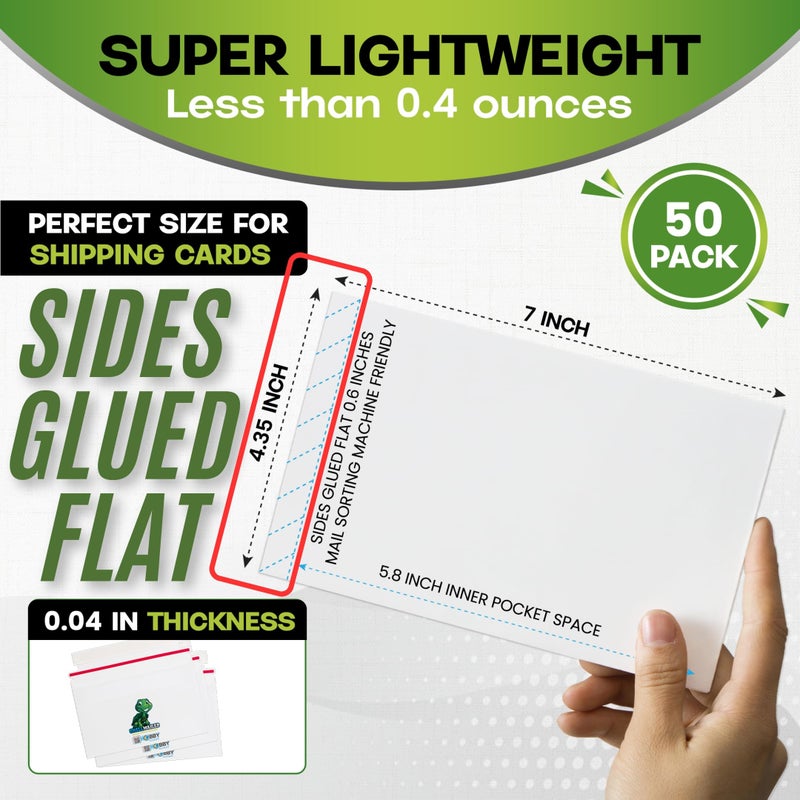 Hobby Armor 50 Pack Shell Mailer Trading Card Envelopes by Hobby Armor, 7" x 4.35" Trading Card Mailers for Shipping, Perfect Sized Shipping Envelope for Mailing Semi-Rigid and Toploaders, Protector Supplies - Image 2
