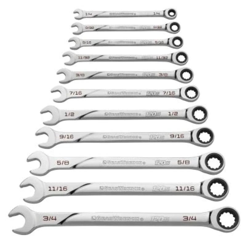 GEARWRENCH Universal Spline XL Ratcheting Combination SAE Wrench Set 86450