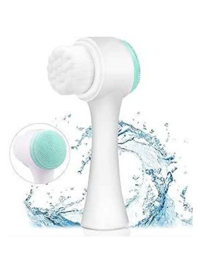 Manual Facial Cleansing Brush, 2-in-1 Skin Care face Brush, Silicone Facial Scrubber Manual Dual Face Wash Brush for Deep Pore Exfoliation Massaging (multi color) 1PCs - Image 1