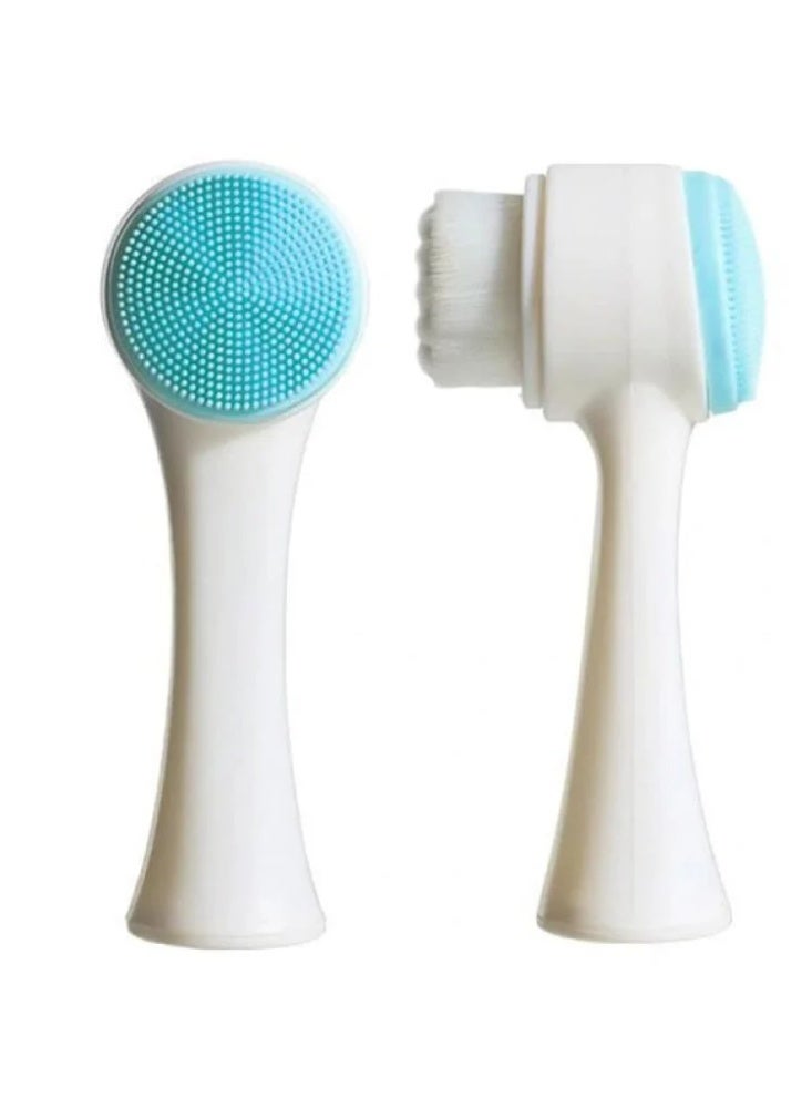 Manual Facial Cleansing Brush, 2-in-1 Skin Care face Brush, Silicone Facial Scrubber Manual Dual Face Wash Brush for Deep Pore Exfoliation Massaging (multi color) 1PCs - Image 2