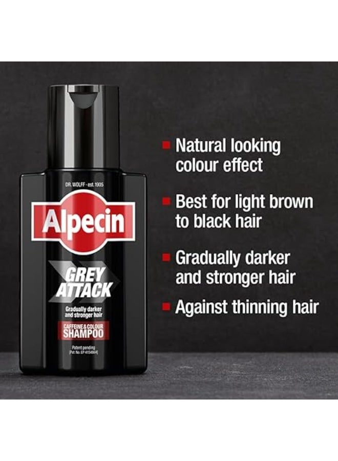 ألبيسين شامبو ألبسين جراي أتاك بالكافيين والملون للرجال، عبوة واحدة 200 مل | شعر أغمق وأقوى تدريجياً | لون طبيعي ومتحكم به لتقليل الشيب | مضاد لتساقط الشعر - Image 3