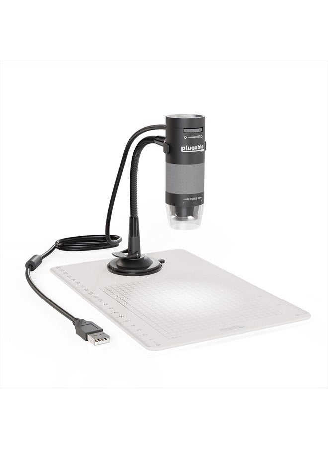 Plugable USB Digital Microscope with Flexible Arm Observation Stand Compatible with Windows, Mac, Linux (2MP, 250x Magnification)  - Image 1