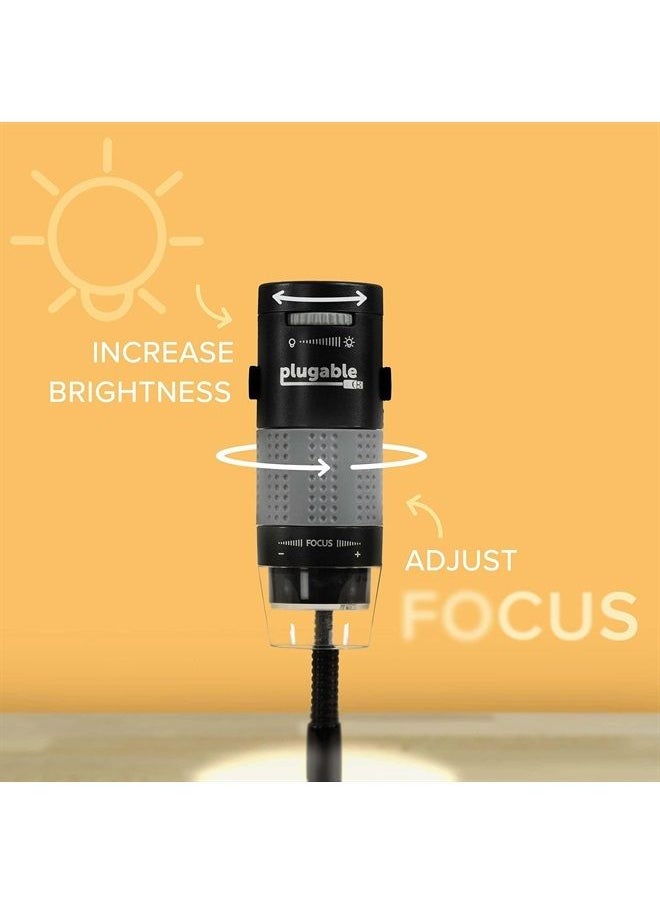 Plugable - USB Digital Microscope with Flexible Arm Observation Stand Compatible with Windows, Mac, Linux (2MP, 250x Magnification) - Image 1
