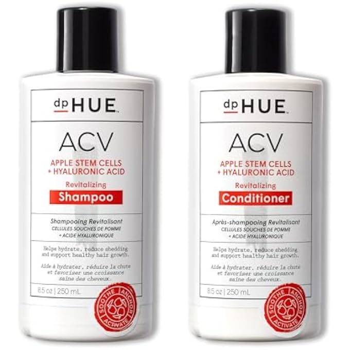 dpHUE ACV Revitalizing Shampoo (8.5 oz) + ACV Revitalizing Conditioner (8.5 oz) - Supports Healthy Hair Growth - With Apple Cider Vinegar & Hyaluronic Acid - Vegan & Color Safe