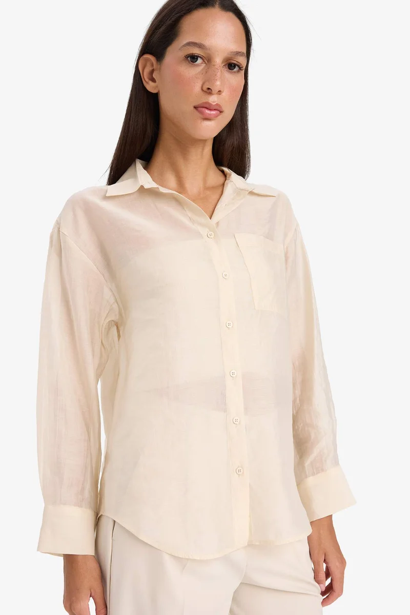 ديفاكتو Oversize Shirt Collar modal Long Sleeve Shirt