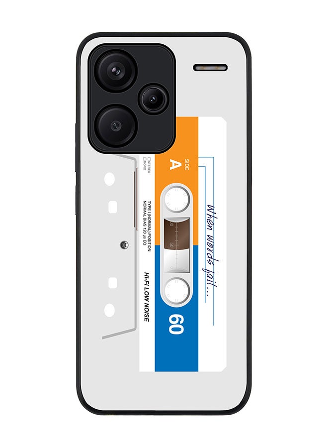 Stylizedd Rugged Black Edge Case for Xiaomi Redmi Note 13 Pro Plus, Slim fit Flexible Anti Drop Thin Cover-  When Words Fail (White Tape) - Image 1