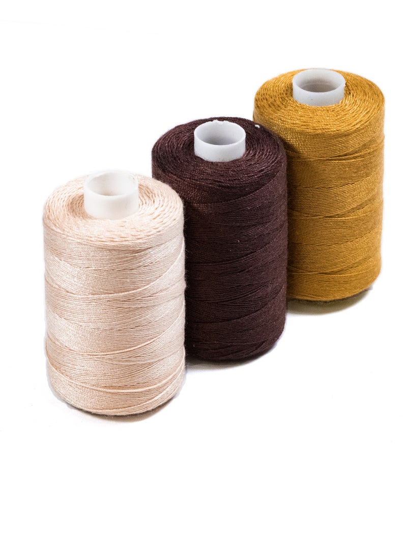 3 Rolls Jeans Sewing Threads – Durable Denim Stitching for DIY Projects (Mandy’s Pink, Light Brown, Luxor Gold) – 300 Yards Each